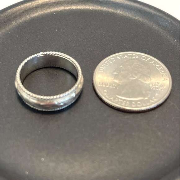 Sterling Silver 925 Women's Engraved Wedding Band Ring Rope Edge Size 6 Vintage - Picture 5 of 8